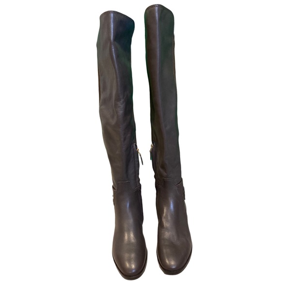 NWOB Tory Burch Brown Wyatt Leather & Suede 50/50 Knee High Riding Boots- Sz 6.5 - Picture 6 of 10